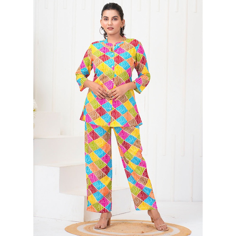 2 Pc Multicolor Readymade Rayon Coord Top Set - JD986598503