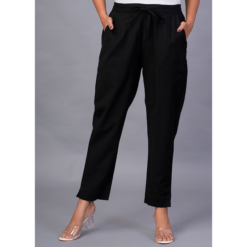 Black Cotton Festive Pant - JD986598445