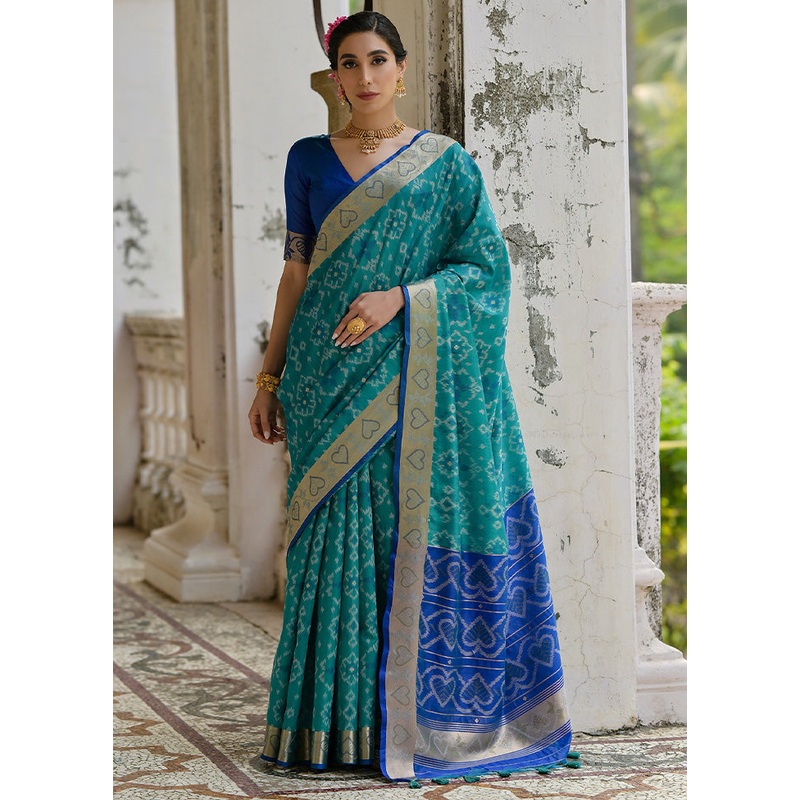 Firoza Spun Silk Saree With Blouse Piece - JD986598543