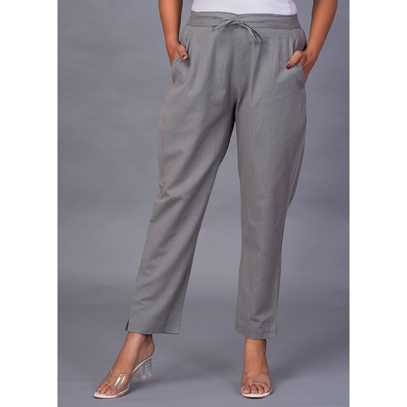 Grey Cotton Festive Pant - JD986598443