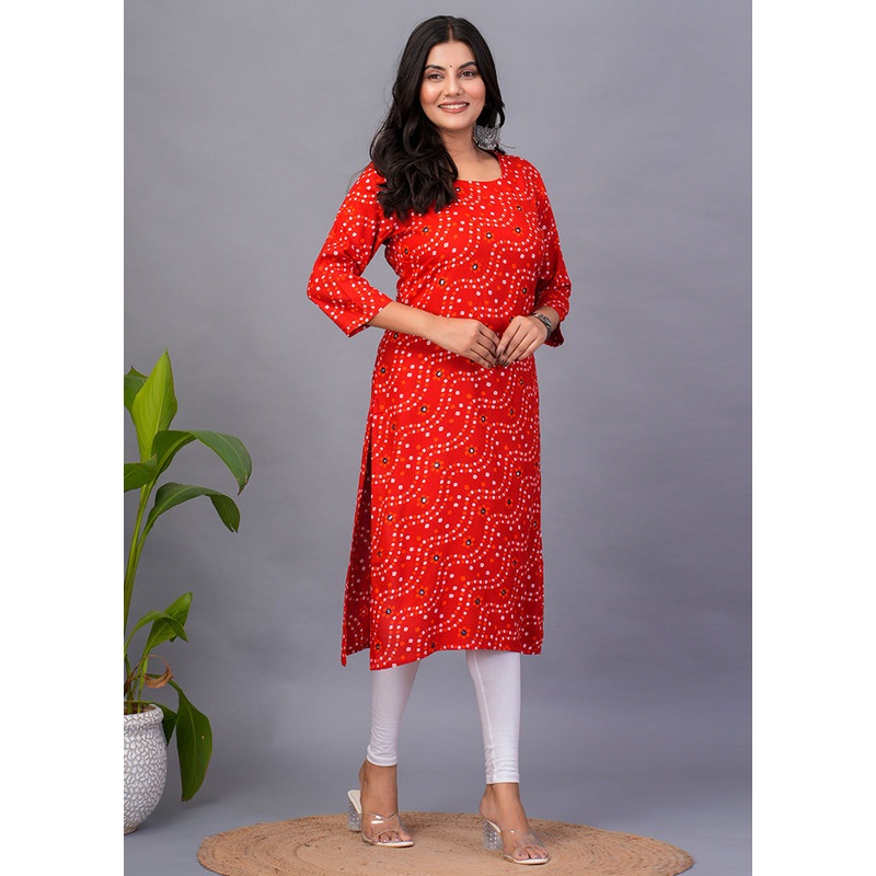 Orange Readymade Rayon Kurti - JD986598482