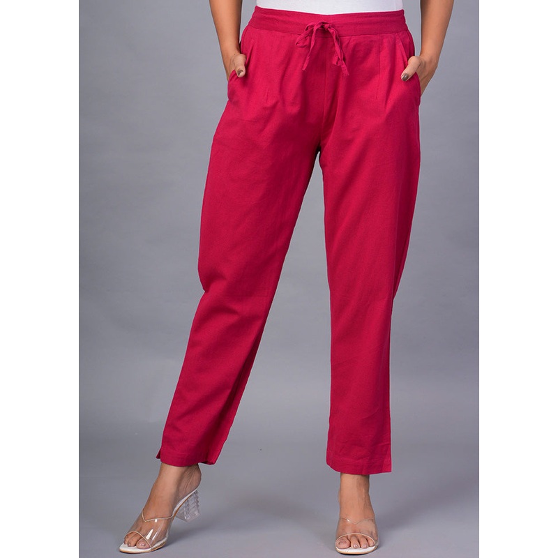 Pink Cotton Festive Pant - JD986598441
