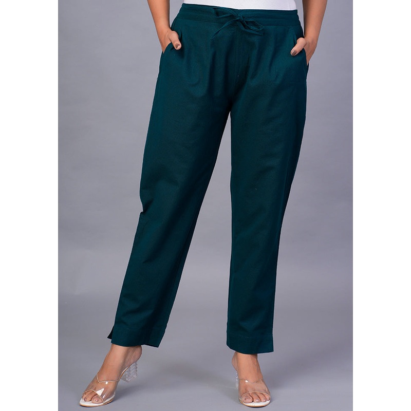 Teal Cotton Festive Pant - JD986598440