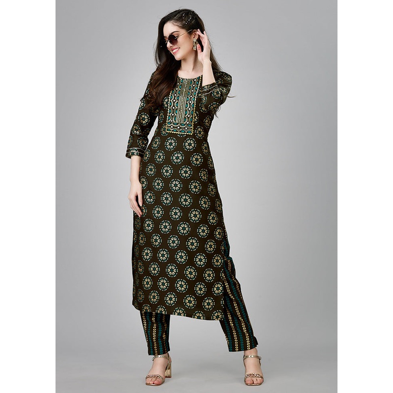 2 Pc Coffee Readymade Rayon Kurti Set - JD986598318