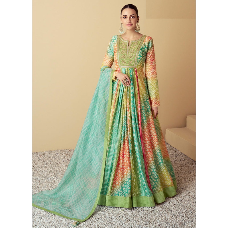 2 Pc Sky Blue Semi Stitched Silk Kurti Set - JD986598279