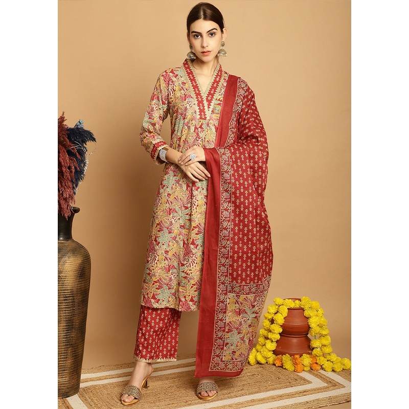 3 Pc Yellow Readymade Cotton Suit Set - JD986598286