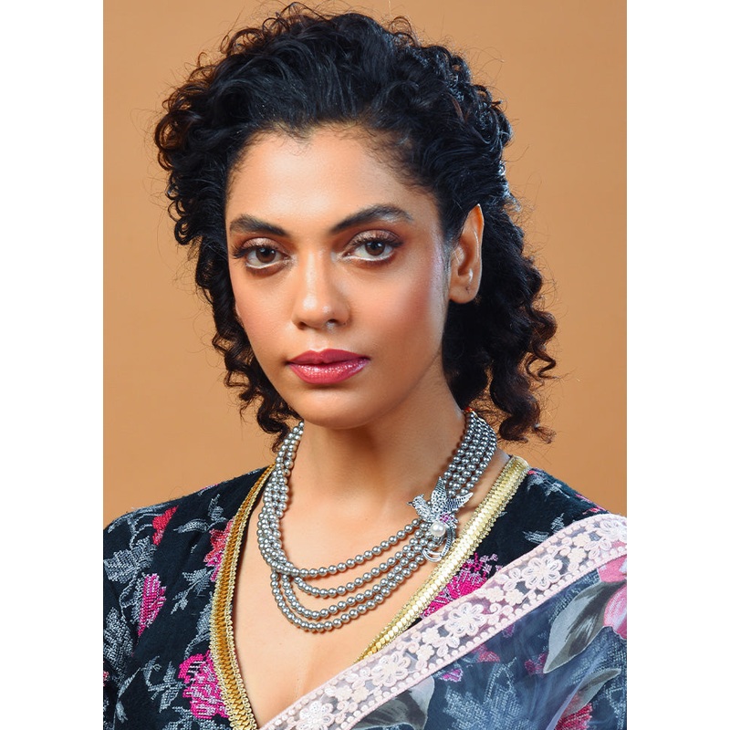 Grey Pearl Necklace With Phoenix Bird Necklace - JD986598344