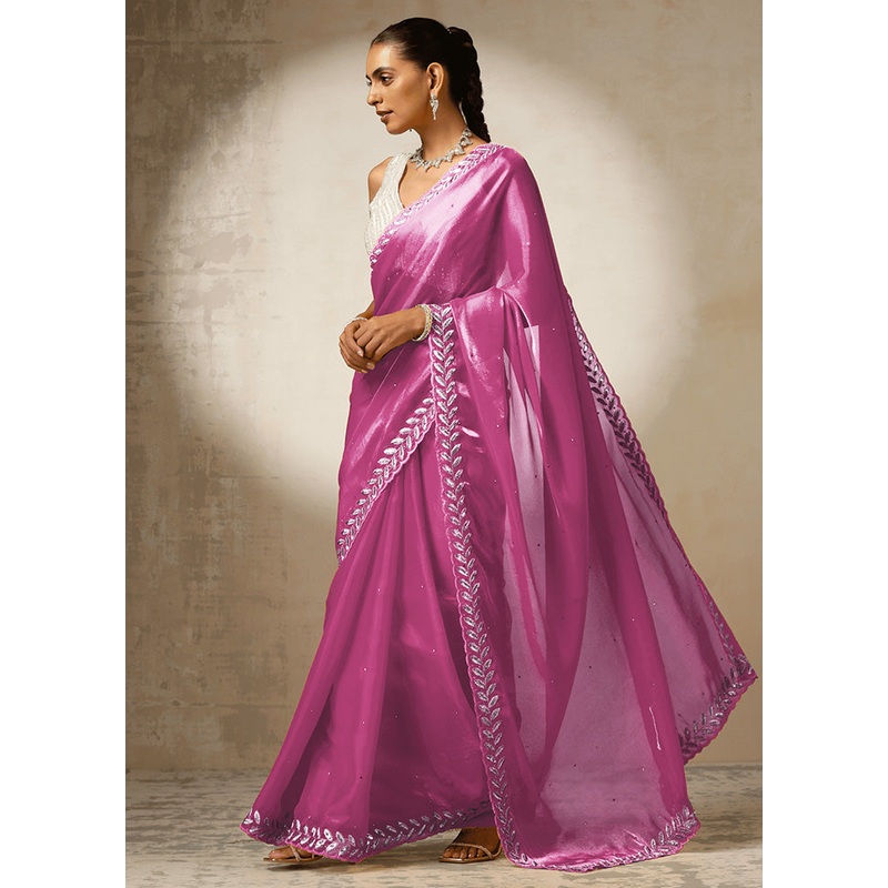 Purple Spun Silk Saree With Blouse Piece - JD986598217