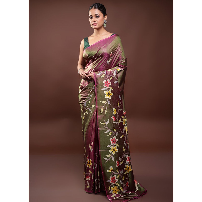 Green Pure Bishnupuri Silk Saree Without Blouse Piece - JD986598039