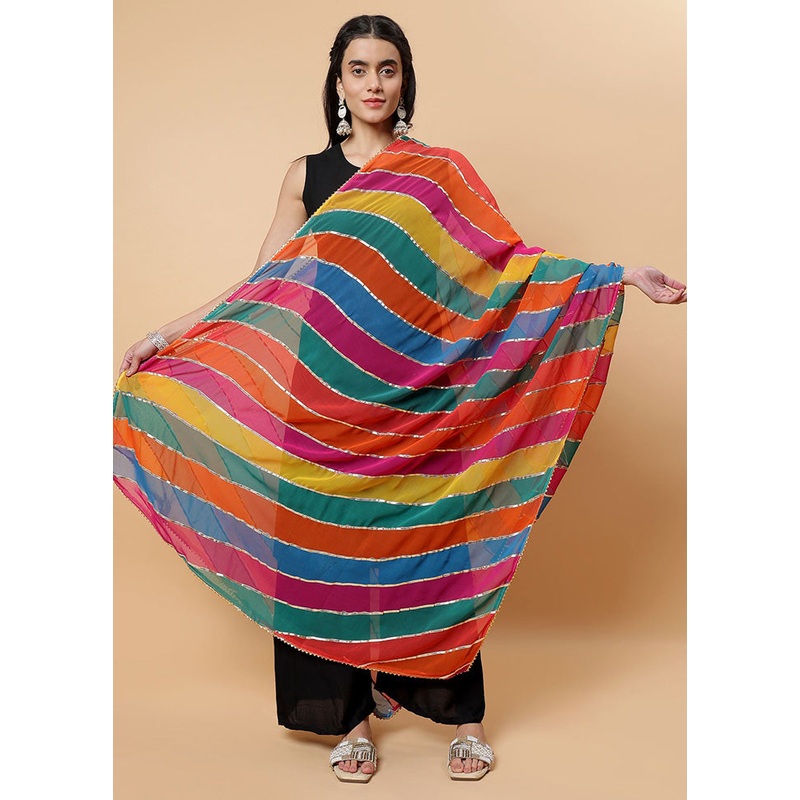 Multicolor Chinon Gota Work Dupatta - JD986598091