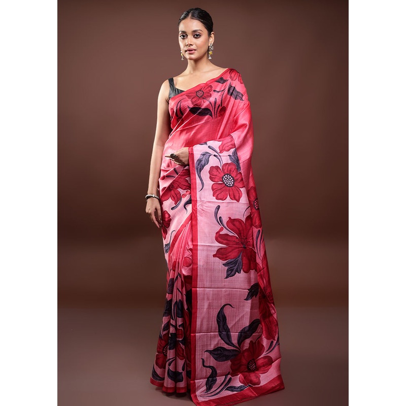 Multicolor Printed Pure Silk Saree Without Blouse Piece - JD986598014