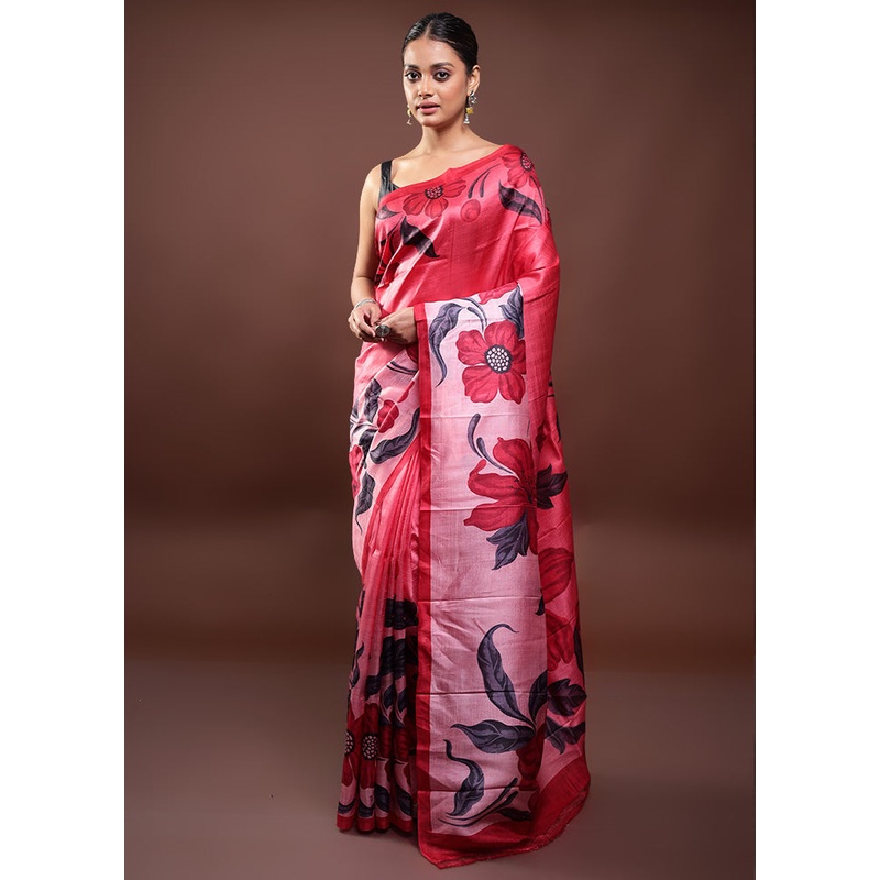 Multicolor Printed Pure Silk Saree Without Blouse Piece - JD986598015