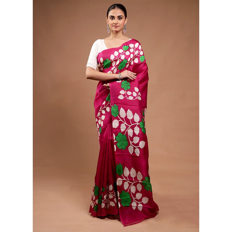 Pink Printed Pure Silk Saree Without Blouse Piece - JD986598138