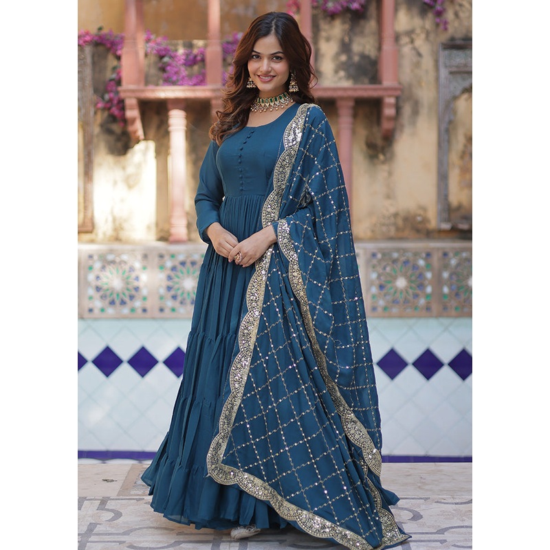 Rama Readymade Georgette Dupatta Indian Dress - JD986597951