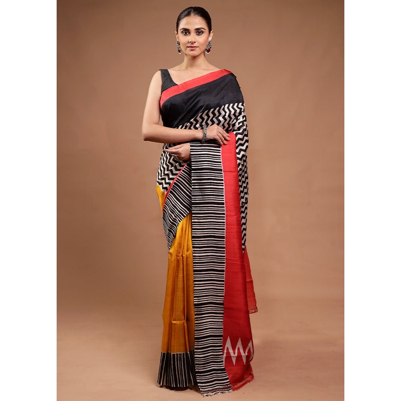White Printed Pure Silk Saree Without Blouse Piece - JD986598120