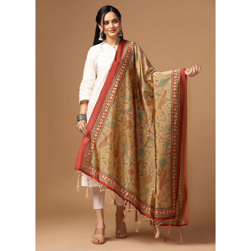 Beige Art Silk Dupatta - JD986597948