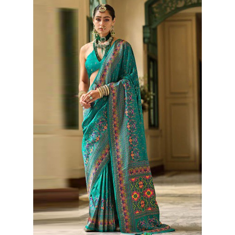 Firoza Banarasi Silk Saree With Blouse Piece - JD986597850