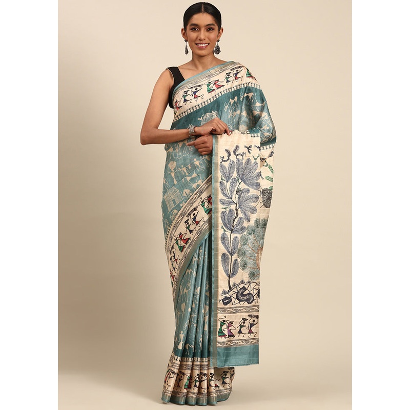 Firoza Cotton Saree With Blouse Piece - JD986597923