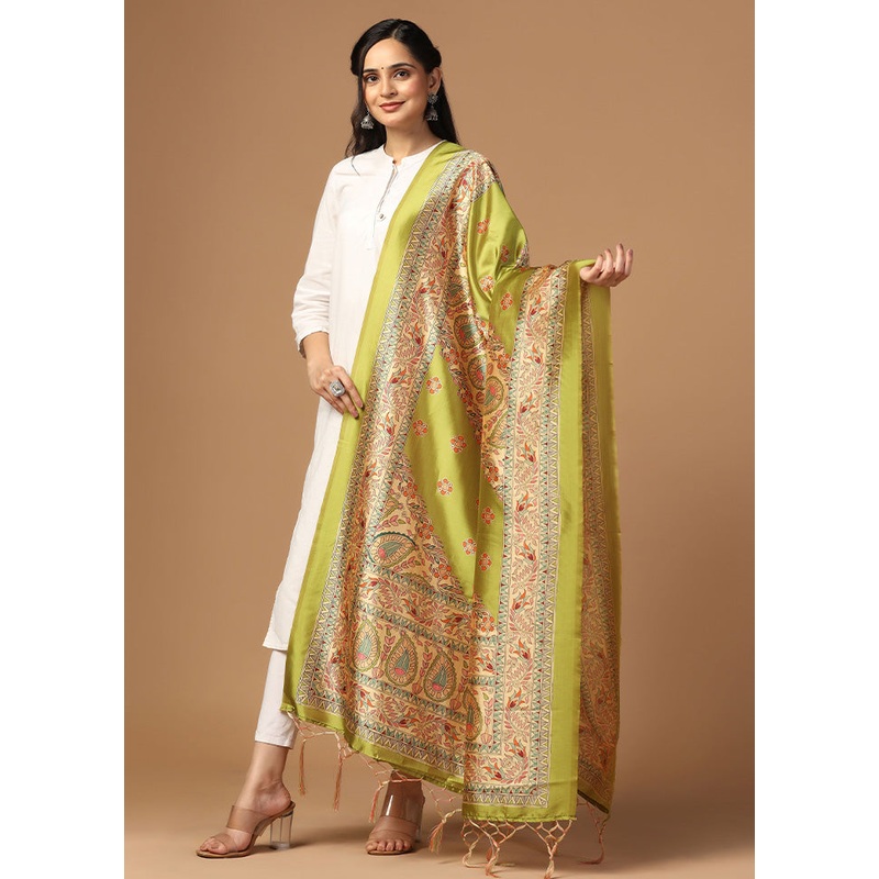 Green Art Silk Dupatta - JD986597943