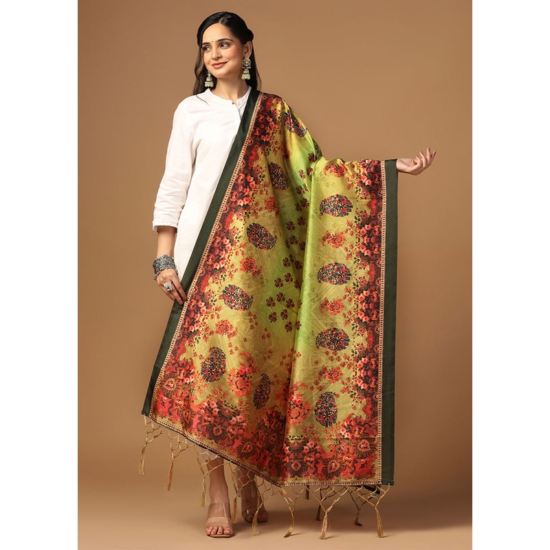 Green Art Silk Dupatta - JD986597945