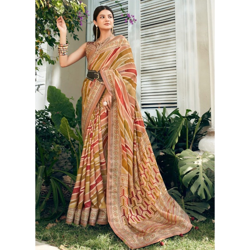 Multicolor Georgette Saree With Blouse Piece - JD986597820