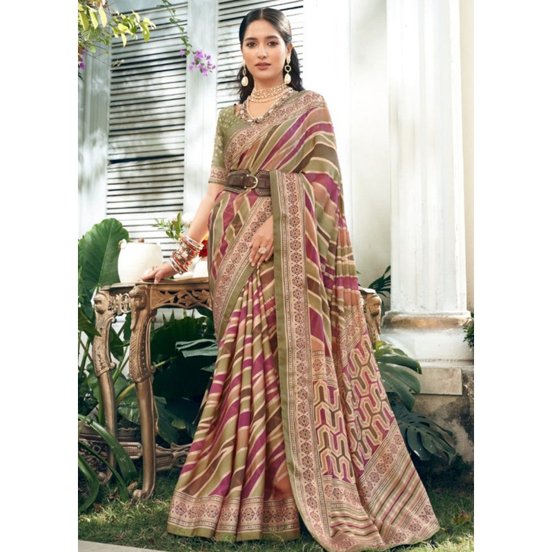 Multicolor Georgette Saree With Blouse Piece - JD986597821
