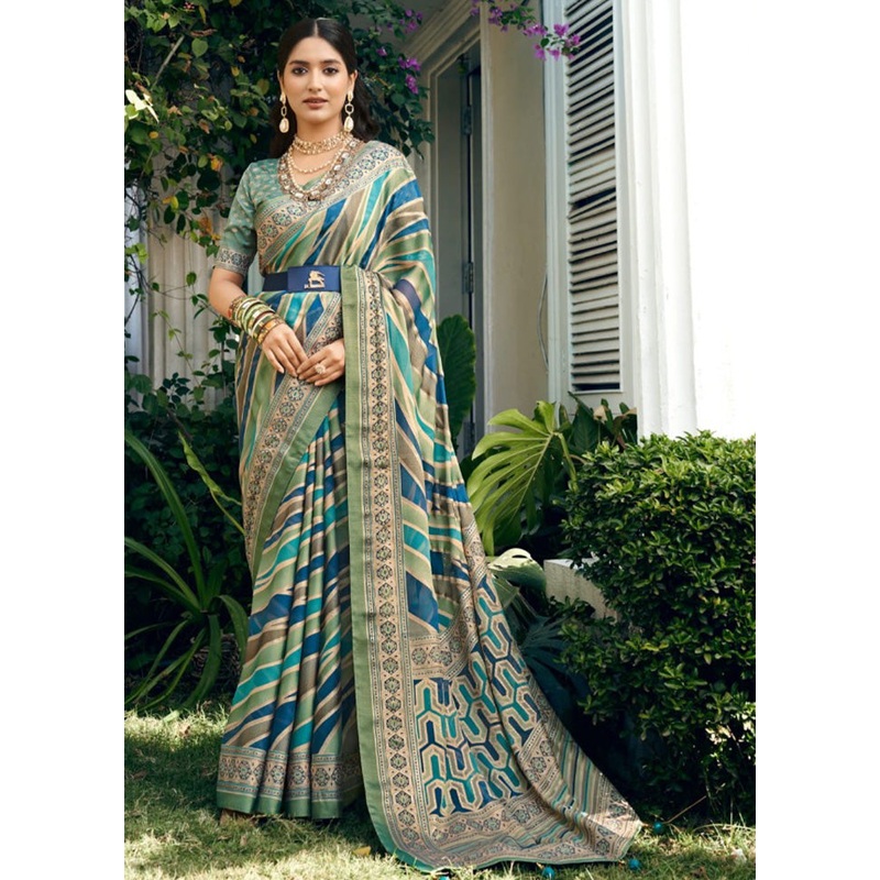 Multicolor Georgette Saree With Blouse Piece - JD986597822