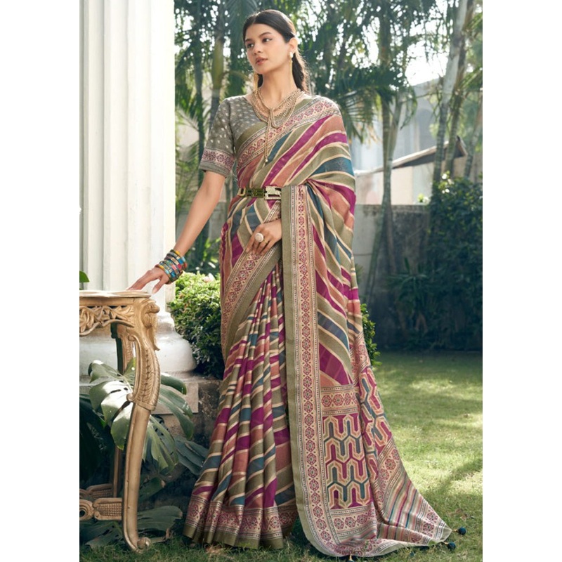 Multicolor Georgette Saree With Blouse Piece - JD986597823