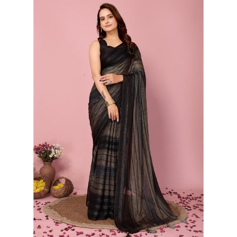 Multicolor Spun Silk Saree With Blouse Piece - JD986597780