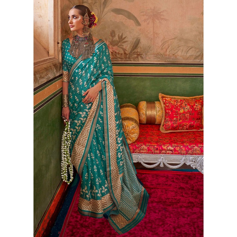 Multicolor Spun Silk Saree With Blouse Piece - JD986597800