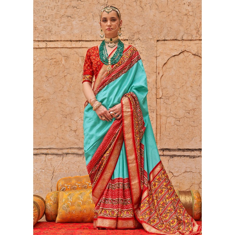 Multicolor Spun Silk Saree With Blouse Piece - JD986597813