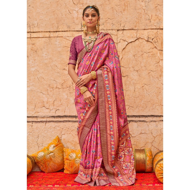 Multicolor Spun Silk Saree With Blouse Piece - JD986597815