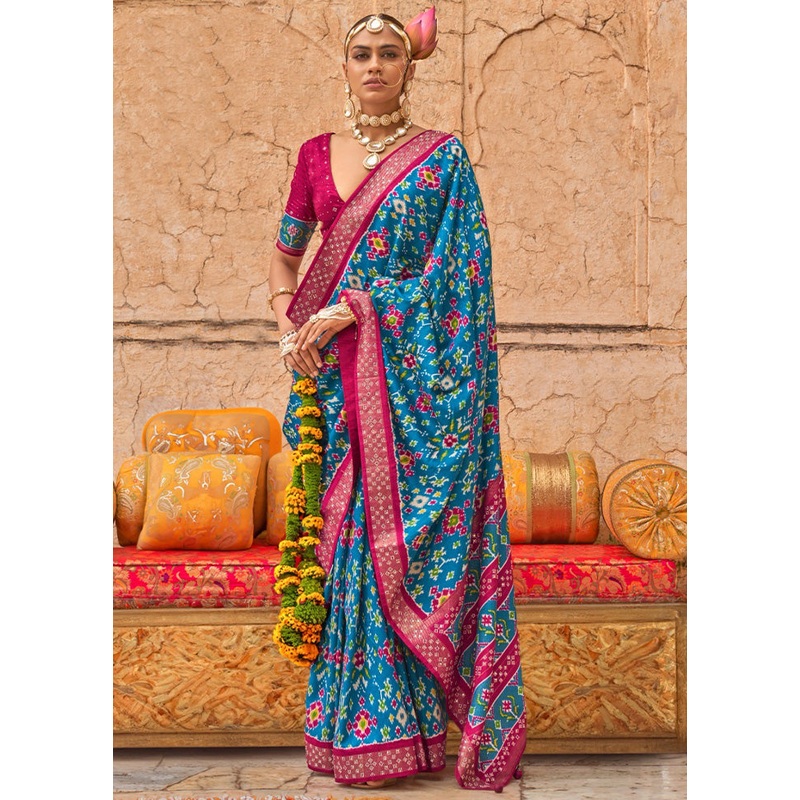 Multicolor Spun Silk Saree With Blouse Piece - JD986597816