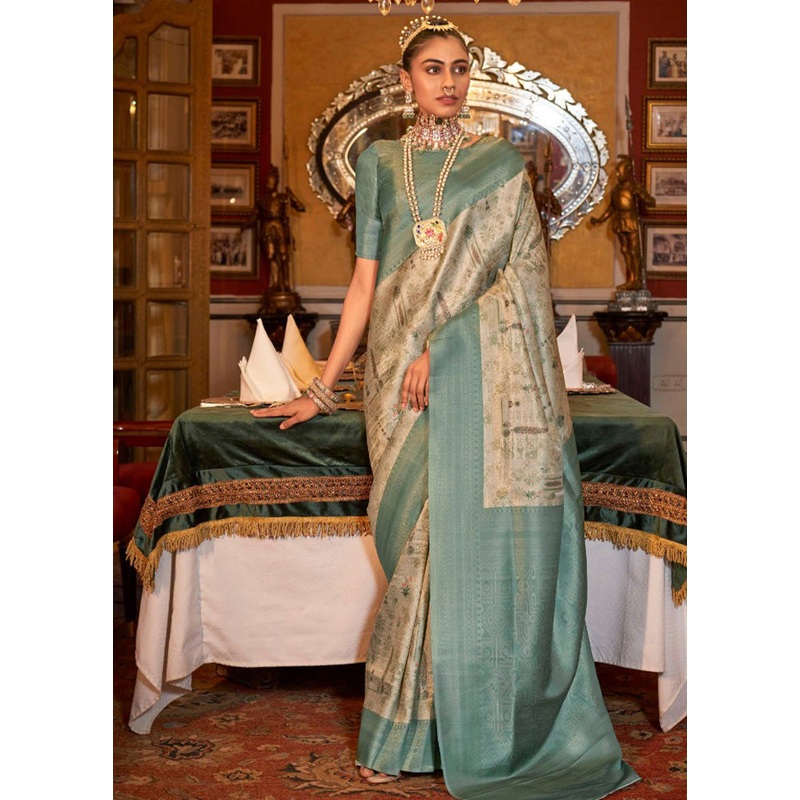 Multicolor Tussar Silk Saree With Blouse Piece - JD986597764