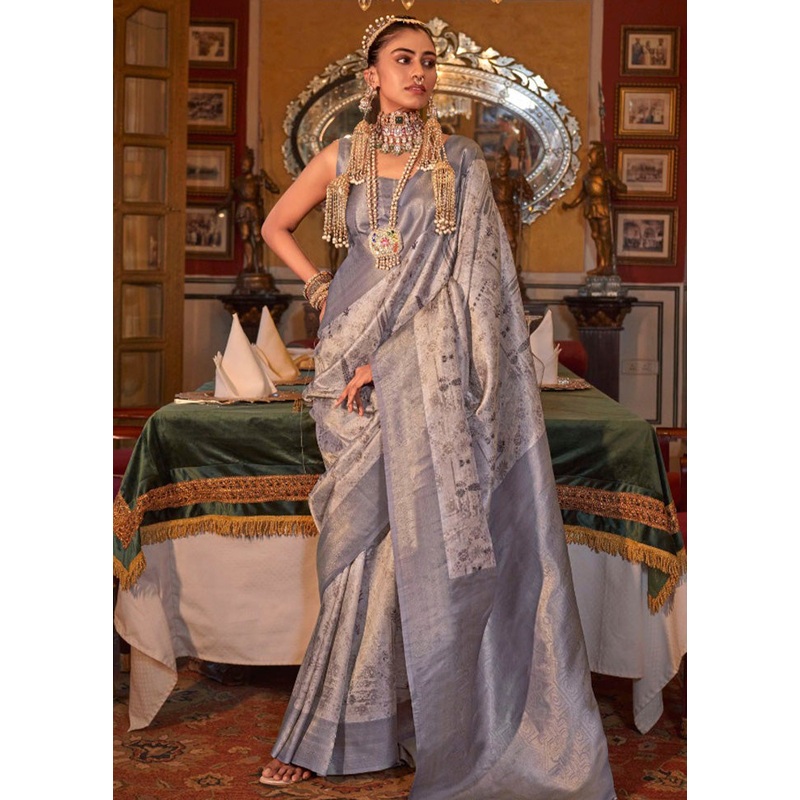 Multicolor Tussar Silk Saree With Blouse Piece - JD986597766