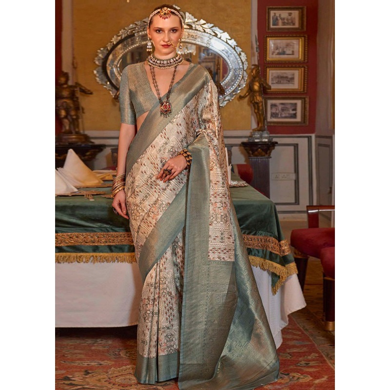 Multicolor Tussar Silk Saree With Blouse Piece - JD986597769
