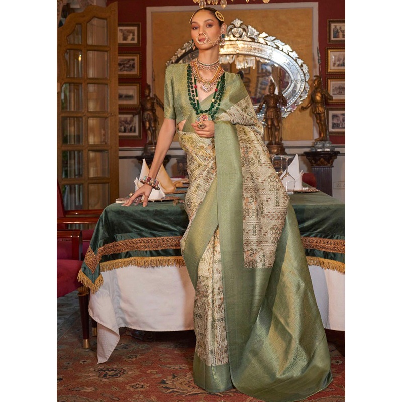 Multicolor Tussar Silk Saree With Blouse Piece - JD986597770