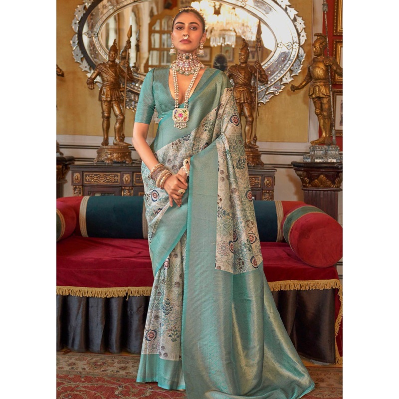 Multicolor Tussar Silk Saree With Blouse Piece - JD986597774