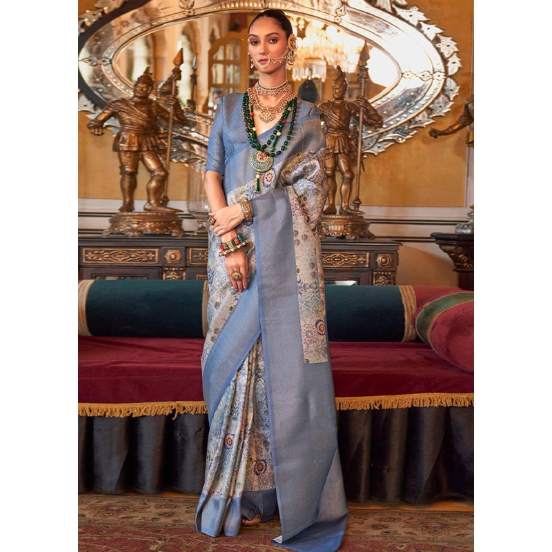 Multicolor Tussar Silk Saree With Blouse Piece - JD986597775