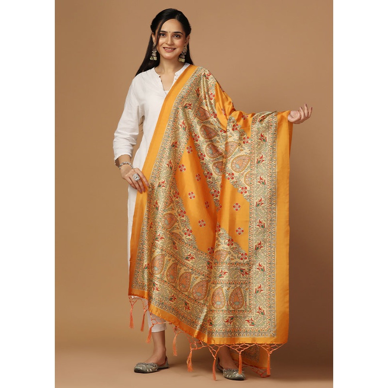 Mustard Art Silk Dupatta - JD986597940
