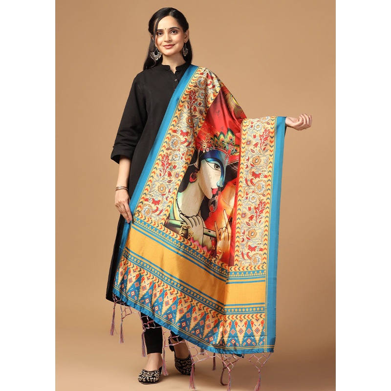 Orange Art Silk Dupatta - JD986597938