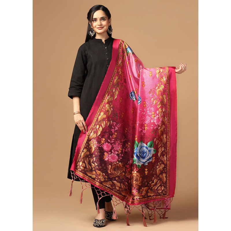Pink Art Silk Dupatta - JD986597934