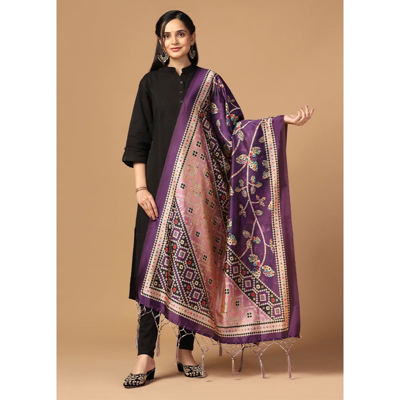 Purple Art Silk Dupatta - JD986597933