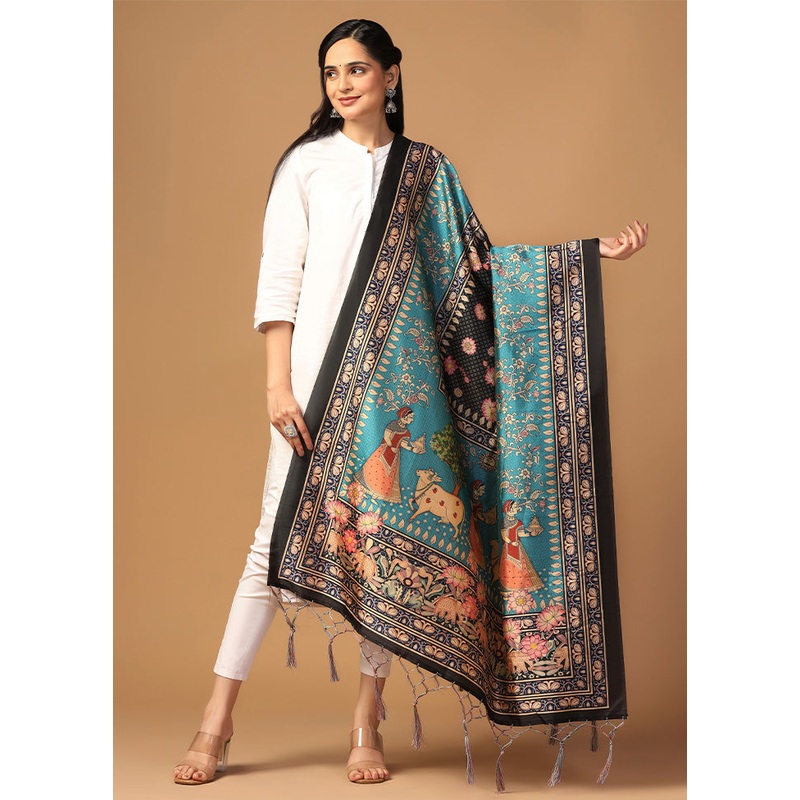 Sea Green Art Silk Dupatta - JD986597911