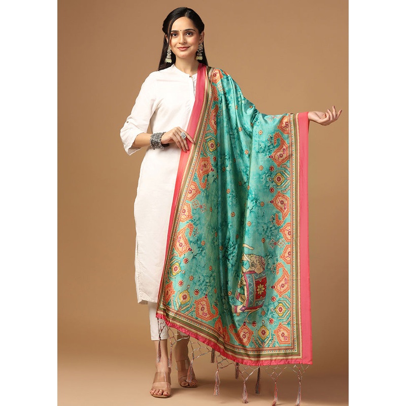 Sea Green Art Silk Dupatta - JD986597928