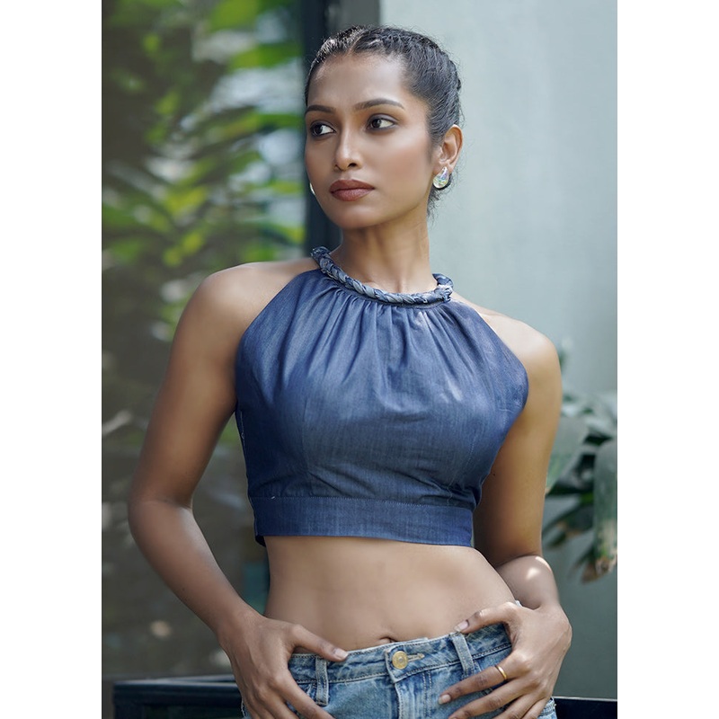 Blue Denim Designer Blouse - JD986597659