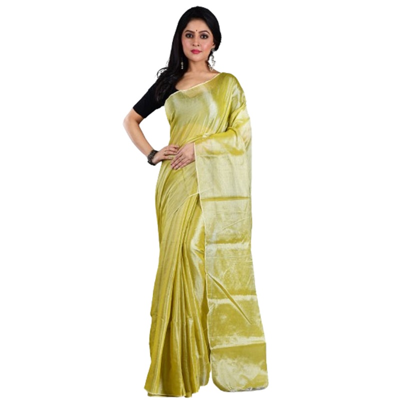 Green Spun Silk Saree With Blouse Piece - JD986597629