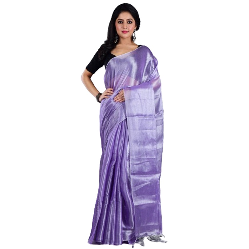 Lavender Spun Silk Saree With Blouse Piece - JD986597626