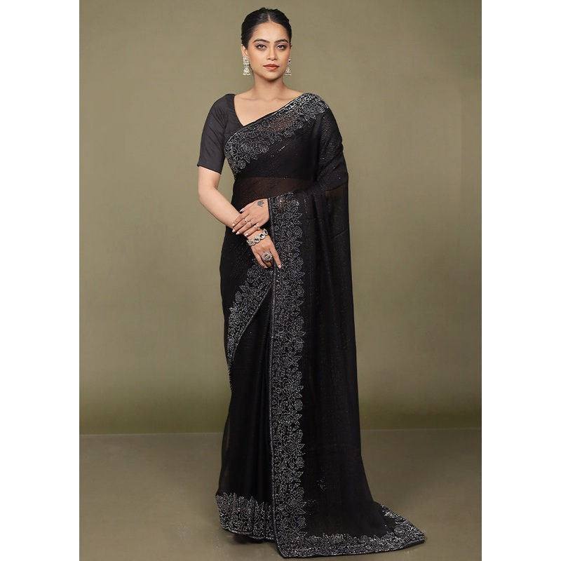 Maroon Chiffon Silk Saree With Blouse Piece - JD986597709