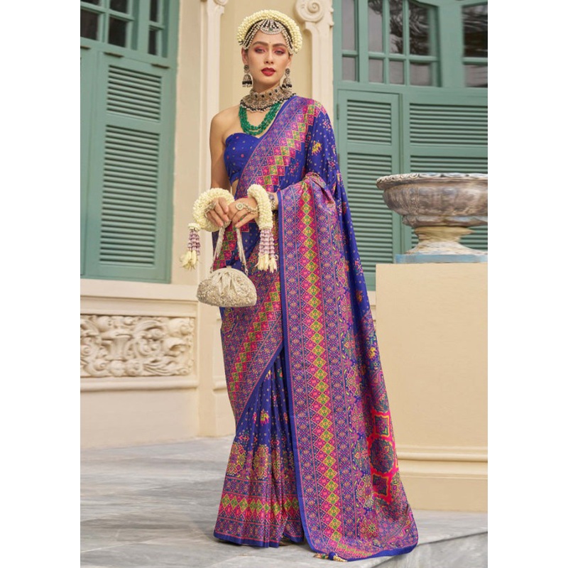 Purple Banarasi Silk Saree With Blouse Piece - JD986597536